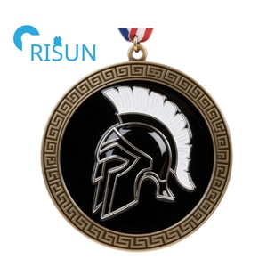 Venta al por mayor personalizado de <span class=keywords><strong>metal</strong></span> esmalte 3D único espartano casco medalla medallón medalla personalizada <span class=keywords><strong>Spartan</strong></span> Race Finisher medallas - Product Image 3