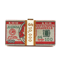 YXHT Dollar sac sacs à main pochette cristal strass tissu argent 100 Dollar Bill signe sac de soirée