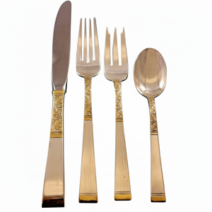 ชุดช้อนส้อมโลหะสไตล์วินเทจสำหรับตกแต่งโต๊ะเครื่องเงินเครื่องใช้บนโต๊ะอาหารชุดเครื่องใช้ในโรงแรมพร้อมสลักสีทองแดง - Product Image 1