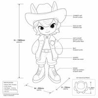 Escultura Grande de Vaquero de Dibujos Animados en Fibra de Vidrio, Estatua de Personaje Mascota de FRP para Decoración de Arte Callejero en Centros Comerciales