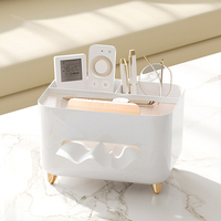 Boîte à mouchoirs multifonctionnelle tout-en-un avec pieds de support, pour salon, bureau, compartiment de rangement pour articles divers