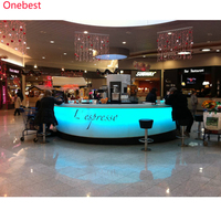 Comptoir de bar à boire à led en pierre translucide à surface solide Hi-macs Tables de bar en pierre d'agate ADA rondes
