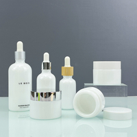 Bouteilles en verre opale 50 ml bouteilles de pompe à sérum cosmétique vides 30 ml bouteilles en verre blanc opaque 100 ml et pots de crème 50 ml