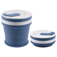 Gobelet pliable 350 ml, fabrication OEM, promotionnel, réutilisable, anti-fuite, sans BPA, style sport, format poche, silicone portable pour les voyages