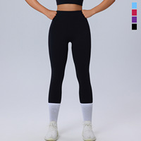 Pantalones de Yoga de Cintura Alta para Mujer, Nylon y Spandex, Sin Líneas Incómodas, Alta Elasticidad, Levanta Glúteos, Modelo F219