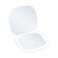 Miroir de maquillage personnalisé à double face compact à LED avec lumières naturelles, pliable, portable, à main, pour les voyages et le sac à main