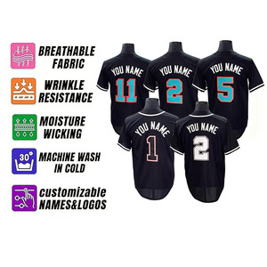 Kaos Jersey Baseball Gaya Retro Kancing Depan Bahan Mesh Bernapas Unisex Kasual Lengan Pendek Musim Panas Bordir Nomor Belakang Custom 100% - Product Image 2