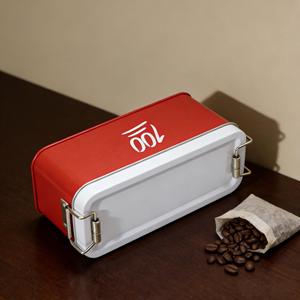 Scatola di Latta Decorativa Rettangolare Rossa di Lusso per Caramelle, Tè, Biscotti, con Goffratura, Grado Alimentare, per Caffè e Biscotti, con Valvola di Degassificazione - Product Image 4