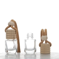 Diffuseur de parfum pour voiture en verre suspendu de 8 ml, de haute qualité, avec bouchon à vis et bâtonnets diffuseurs