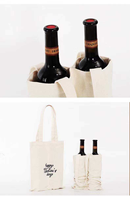 Sac fourre-tout en toile pour deux bouteilles de vin, réutilisable, avec bandoulière robuste et double couture, idéal pour cadeau, pique-nique, extérieur