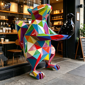 ประติมากรรมกระรอกเรขาคณิตขนาดใหญ่ทำจากไฟเบอร์กลาส งานศิลปะหลากสีสัน ตกแต่งภูมิทัศน์ด้วยลวดลายเรขาคณิต - Product Image 5