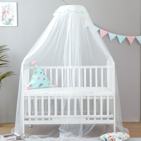 Grande moustiquaire pliable en polyester à impression numérique pour lit de bébé ou berceau, avec support et dôme de protection