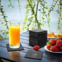 Sous-verres en pierre d'ardoise carrés et ronds à bord naturel sous-verre pour table de mariage, barre de service et usage domestique