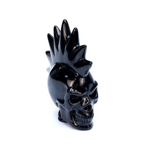 Bán Buôn Sáng Tạo Đen Obsidian Punk <span class=keywords><strong>Skull</strong></span> Khắc Skeleton Bức Tượng Tay Khắc Pha Lê Hộp Sọ Cho Trang Trí Nội Thất Halloween Quà Tặng - Product Image 1