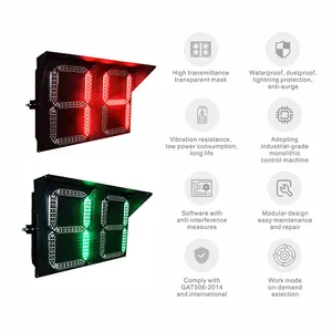 800*600 mét giao thông ánh sáng LED đồng hồ đếm ngược màu đỏ màu xanh lá cây 2 chữ số 2 màu sắc LED xe kỹ thuật số Đồng hồ đếm ngược