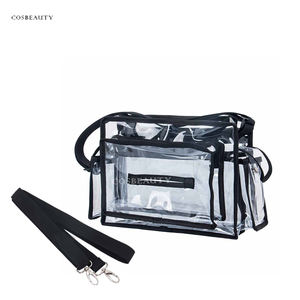 Ensemble de maquilleurs en PVC noir moyen sac sac de rangement cosmétique transparent voyage maquillage Kits organisateur <span class=keywords><strong>MUA</strong></span> sac avec amovible - Product Image 4