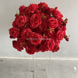 70 सेमी अनुकूलित व्यवस्था रेड वेडिंग सेंटरपीस रेशम लाइट गुलाबी गुलाब की शादी की सजावट के लिए कृत्रिम फूल बॉल - Product Image 4