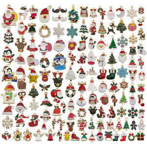 140 dibujos animados aceite caída aleación Santa alce árbol copo de nieve DIY pendientes pulsera colgante accesorios de joyería - Product Image 1