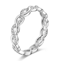 MULA Bague en argent sterling 925 avec double couche de zirconium blanc Bijoux classiques pour mariage, fiançailles ou cadeau de fête