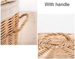 JY Set 3 buatan tangan antik anyaman Dedalu cucian keranjang tahan lama kapasitas besar penyimpanan keranjang untuk lemari dapur multifungsi - Product Image 3