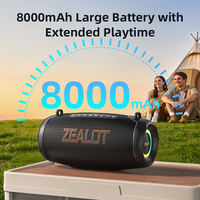 Enceinte sans fil d'extérieur Zealot P16 60W avec effet lumineux RGB, batterie 8000mAh, étanche IPX6, stéréo TWS, égaliseur 3 modes, Type-C, pour la danse et le camping