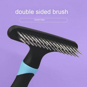 Brosse de toilettage pour chien en silicone et acier inoxydable, écologique, à prix abordable, pour démêlage et auto-nettoyage, avec fonction de massage - Product Image 2