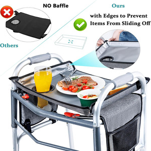 Plateau de marche pliable DuraPower 40x33cm avec porte-gobelet pour personnes âgées, utilisation en extérieur - Product Image 2