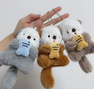 Cute Otter Plush Key Chain Soft PP Cotton Filled Bag Charm Fish Pendant for Backpack Wallet - Product Image 1