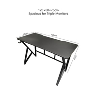 Fabricant de bureaux de jeu, table minimaliste noire pour esports avec crochet pour casque, pour cybercafé et salle de jeu