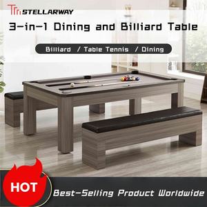 STELLARWAY Prêt à expédier <span class=keywords><strong>Table</strong></span> de <span class=keywords><strong>billard</strong></span> multifonction 7FT 3-en-1 avec bancs <span class=keywords><strong>pour</strong></span> usage intérieur et chaises - Product Image 2