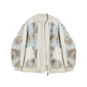 Giacche 2025 in peluche pelliccia sintetica da <span class=keywords><strong>donna</strong></span> in <span class=keywords><strong>pile</strong></span> Sherpa di lana con <span class=keywords><strong>Cardigan</strong></span> Patchwork e piumini a bolle - Product Image 1