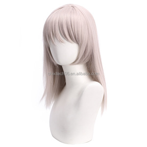 Perruque de cosplay du démon affamé <span class=keywords><strong>Kiga</strong></span> de The Lord Saint Da, simulant un cuir chevelu long et des cheveux gris-rose mi-longs - Product Image 3