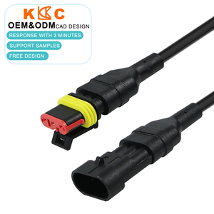 كابل سيارات مقاوم للماء بموصل AMP Superseal ثنائي الأطراف لسلسلة Superseal 1.5، طقم موصلات ذكر وأنثى 18AWG - Product Image 1