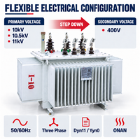 Transformateur de distribution triphasé immergé dans l'huile, puissance nominale 2500 KVA, 10/10,5/11 kV vers 400 V, 50/60 Hz, ONAN, cuivre/aluminium, personnalisable