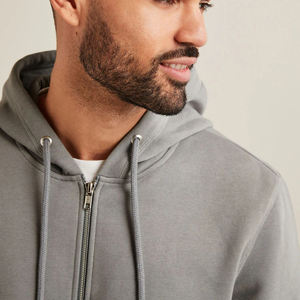 Sweat à capuche surdimensionné en molleton 100% coton, écologique, noir, fermeture éclair, épaules tombantes, tissu lourd, pour homme - Product Image 5