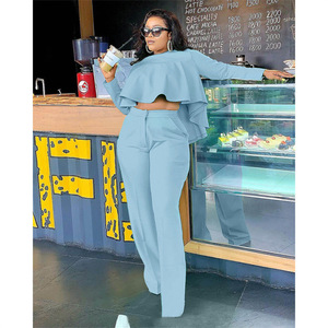 Conjunto de Dos Piezas para Mujer, Talla Grande, Estilo Casual Urbano, Marca Privada, Top Corto Personalizado, Spandex/Poliéster Transpirable - Product Image 2