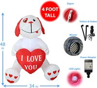 Perro Inflable de 4 Pies, Ideal para Aniversarios, Bodas y Decoración de Fiestas del Día de San Valentín