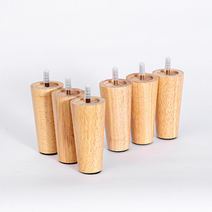 Patas de sofá de madera de caucho para exportación, cónicas, color madera natural, patas de madera maciza para mueble de TV, varilla roscada M8, patas de sofá de madera. - Product Image 2