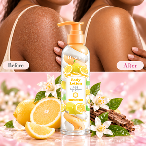 Productos para el cuidado corporal al por mayor OEM, loción corporal hidratante y aclarante profunda con vitamina C, aroma a malvavisco y limón en espiral para mujeres - Product Image 1