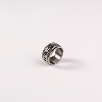 Bague de l'Éternité Tendance Coréenne Rétro en Acier Inoxydable de Luxe pour Hommes et Femmes, avec Motif Bouddha Léger et Croix sur l'arrière