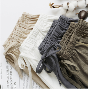 Nuovi pantaloncini Casual in cotone e <span class=keywords><strong>lino</strong></span> a vita alta per abiti estivi da <span class=keywords><strong>donna</strong></span> in 2020 - Product Image 3