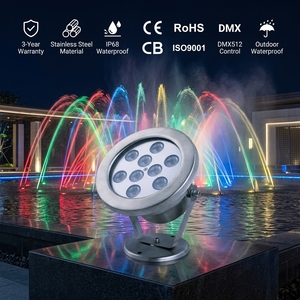 Vente directe d'usine, lampes LED sous-marines pour <span class=keywords><strong>piscine</strong></span> 12W, DC12V, D145mm, acier inoxydable, IP68, étanches, RGB, gradation, télécommande - Product Image 1
