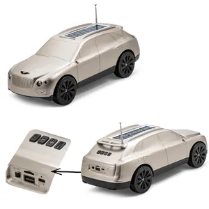 Car Auto Model fm antenna radio subwoofer stereo portable BT speaker glass solar panel mini speaker with led flashlight