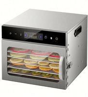 Kleine capaciteit huishoudelijke 6-bakjes dehydrator van roestvrij staal voor fruit, groenten, beef jerky en kleine voedselproducten.