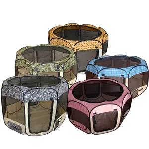 Pet Fence Portable Exercise Foldable Pet Playpen Collapsible Dogs Cats Fence Playpen Indoor/Outdoor