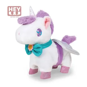 HEYWIN Custom service Remote Control Plush toys part, Realistic Stuffed Animal with music ,Walking, Shake Tail, unicorn (M-C030)