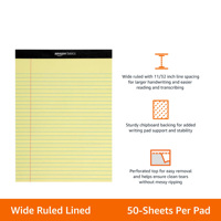 Blocs-notes lignés à lignes larges Basics, 8,5" x 11,75", Jaune canari, Lot de 12 paquets de 50 feuilles perforées, Dos robuste, Personnalisable