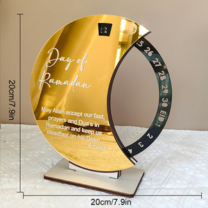 Ornements de compte à rebours en bois de haute qualité pour l'Aïd Moubarak <span class=keywords><strong>avec</strong></span> <span class=keywords><strong>calendrier</strong></span> de compte à rebours rotatif, ornement de bureau - Product Image 6