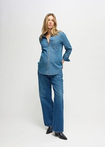 Camisa de Maternidad y Lactancia 100% Algodón Denim, Corte Relajado, Transpirable, Ecológica, con Botones, Blusa Larga para Lactancia, para el Verano y el <span class=keywords><strong>Embarazo</strong></span> - Product Image 4