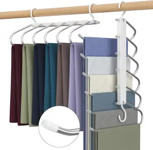 Multifunctional 5-in-1 Non-slip Magic Storage Cabinet Hanger Stainless Steel S-type Pants Rack